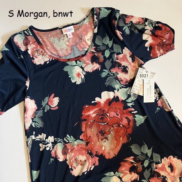 LuLaRoe Tops - Small Lularoe Morgan tunic top, blue with large red flowers